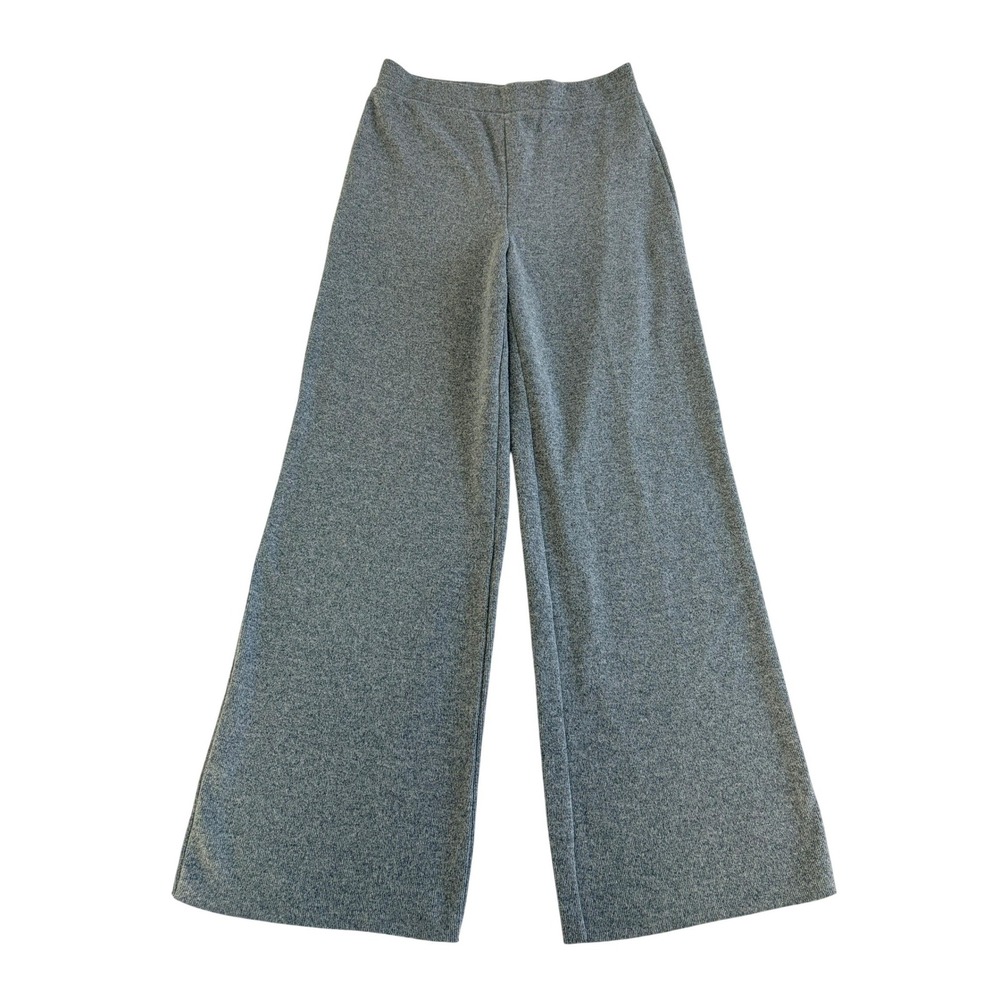 ZARA Wide Leg Knit Pants Grey Lounge Comfort women's Size Medium Palazzo Flowy